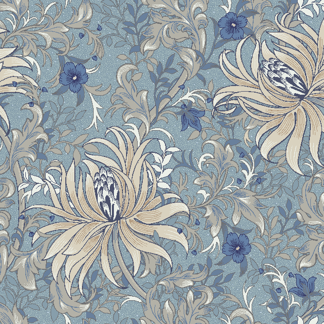 Reuben Linen Curtain Fabric - Blue