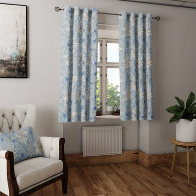 Reuben Linen Curtain Fabric - Blue