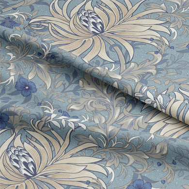 Reuben Linen Curtain Fabric - Blue