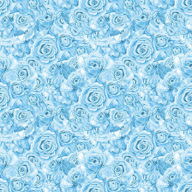 Baumwollstoffprobe „Rosenstrauß“ – Blau