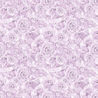 Close-up of Roses Bouquet Cotton Curtain Fabric in Amethyst color, perfect for elegant home decor