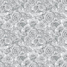 Roses Bouquet Cotton Curtain Fabric - Grey with elegant floral design and soft texture