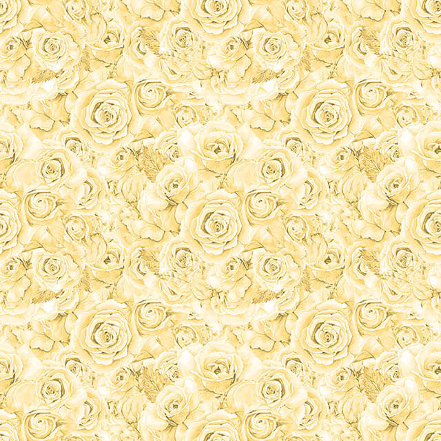 Roses Bouquet Cotton Curtain Fabric - Lemon