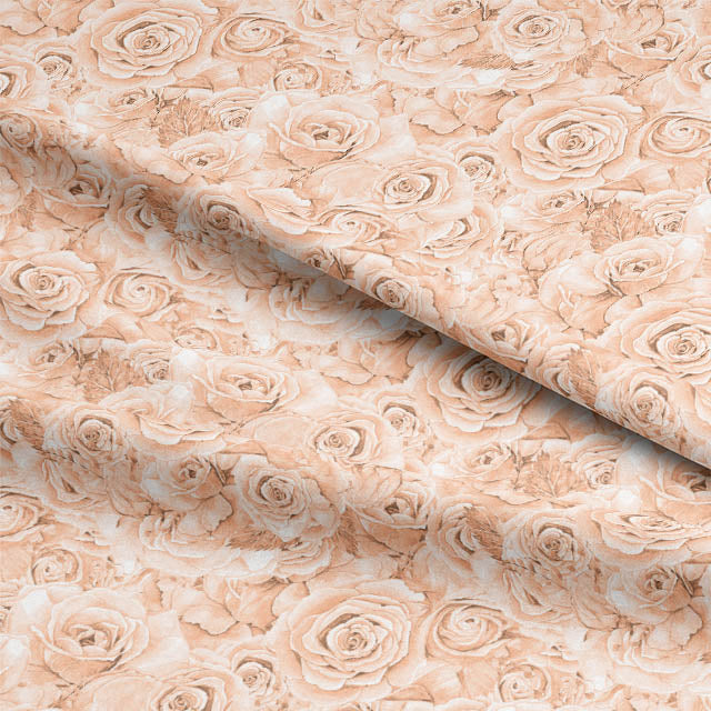 Roses Bouquet Cotton Curtain Fabric - Rose Gold