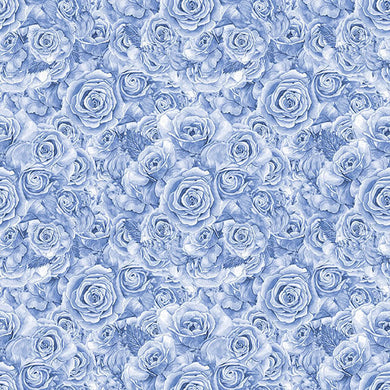 Baumwollstoffprobe „Rosenstrauß“ – Saphir