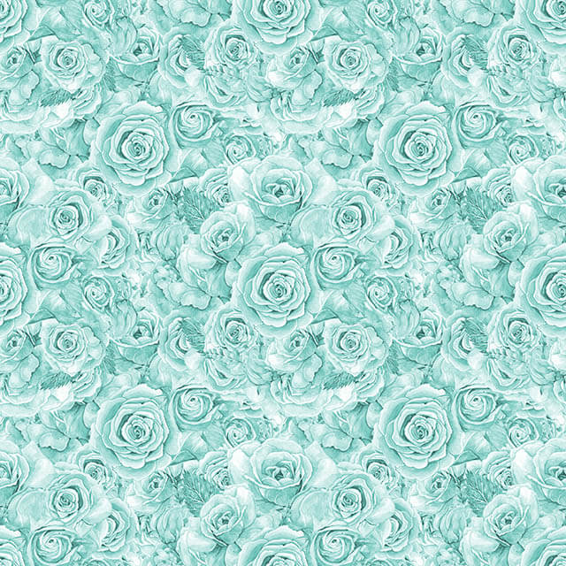 Close-up of sea green roses bouquet cotton curtain fabric in natural light