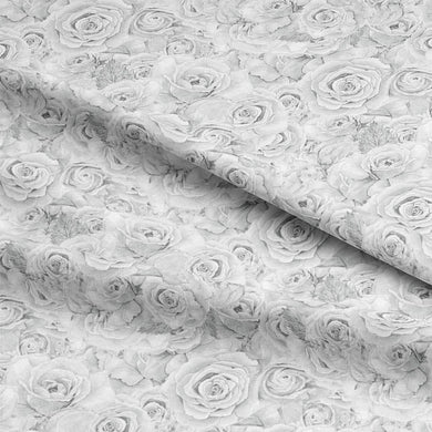 High-quality Roses Bouquet Cotton Curtain Fabric - Silver as the perfect window treatment