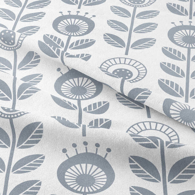 Scandi Cotton Curtain Fabric - Silver