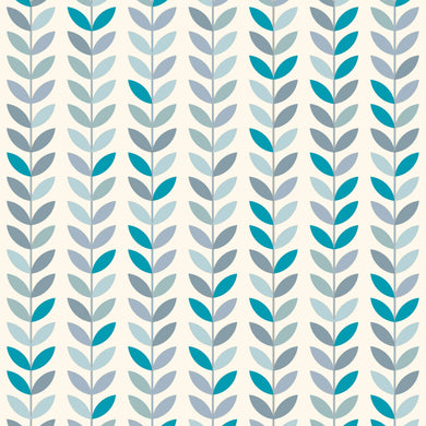 Scandi Stem Cotton Fabric Sample - Azure