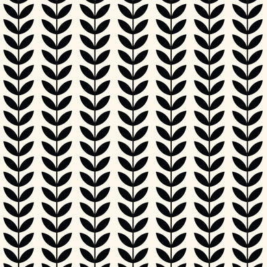 Scandi Stem Cotton Curtain Fabric - Black