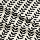 Black geometric Scandi Stem linen fabric with natural texture and drape
