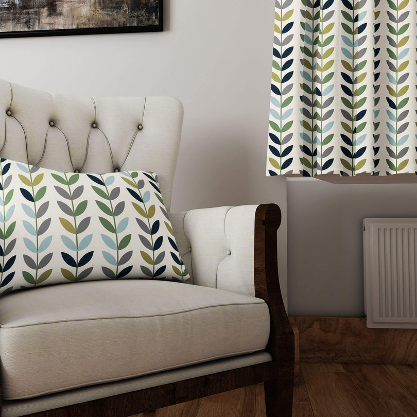 Scandi Stem Cotton Curtain Fabric - Bracken