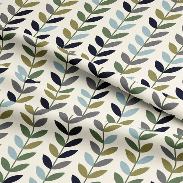 Scandi Stem Cotton Curtain Fabric - Bracken
