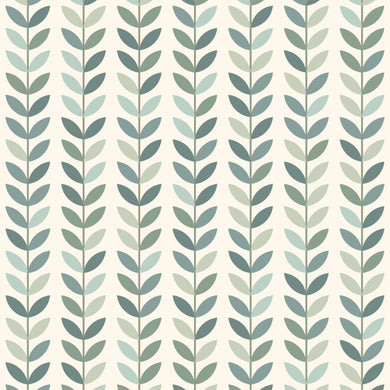 Scandi Stem Cotton Fabric Sample - Duck Egg