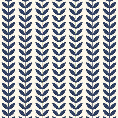 Scandi Stem Cotton Curtain Fabric - Navy