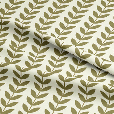  Beautiful Olive-colored Scandi Stem Cotton Curtain Fabric draped elegantly on a window