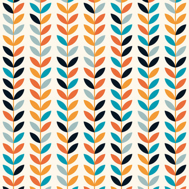 Scandi Stem Cotton Fabric Sample - Orange
