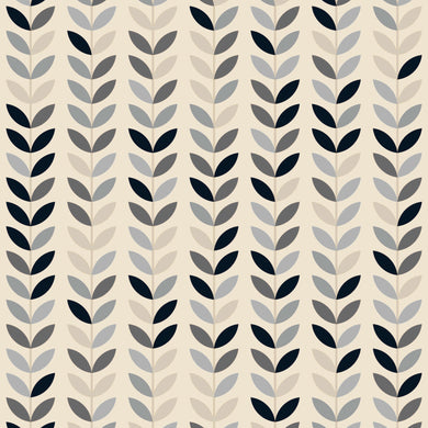 Scandi Stem Cotton Fabric Sample - Pewter