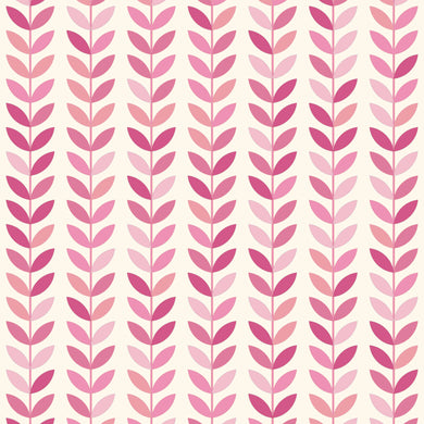 Scandi Stem Cotton Fabric Sample - Pink