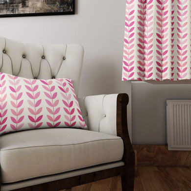 Scandi Stem Cotton Curtain Fabric - Pink