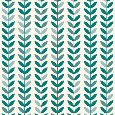 Scandi Stem Cotton Fabric Sample - Teal