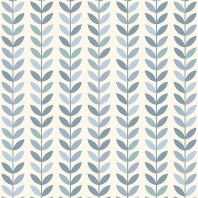 Scandi Stem Cotton Fabric Sample - Wedgewood