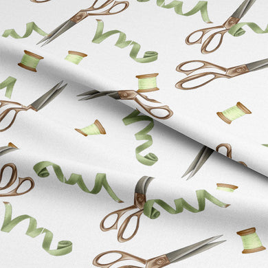 Scissors & Thread Cotton Curtain Fabric - White - A roll of premium quality, pure white cotton fabric with a clean and elegant appearance