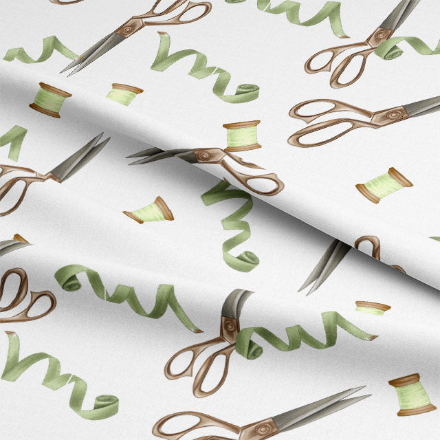 Scissors & Thread Cotton Curtain Fabric - White - A roll of premium quality, pure white cotton fabric with a clean and elegant appearance