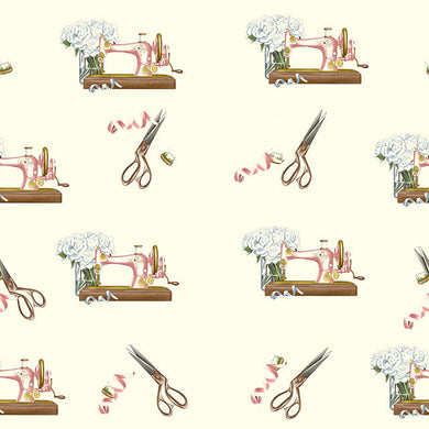 Sewing Machine Cotton Fabric Sample - Ivory