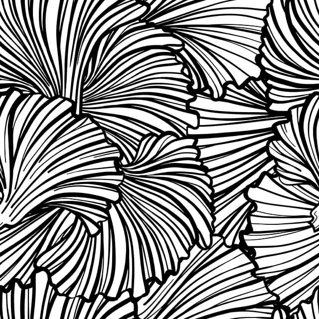 Shell Cotton Curtain Fabric - Black / White