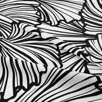 Shell Cotton Curtain Fabric - Black / White