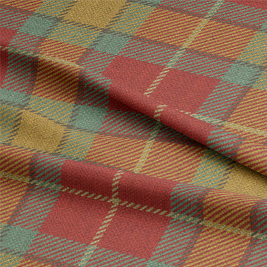 Sheil Plaid Linen Curtain Fabric - Red