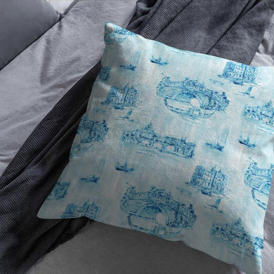 Siene Toile Cotton Curtain Fabric - Azure