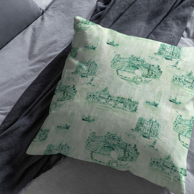 Siene Toile Cotton Curtain Fabric - Green
