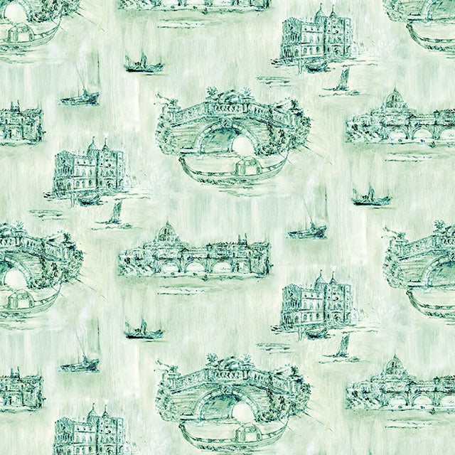 Siene Toile Cotton Curtain Fabric - Green