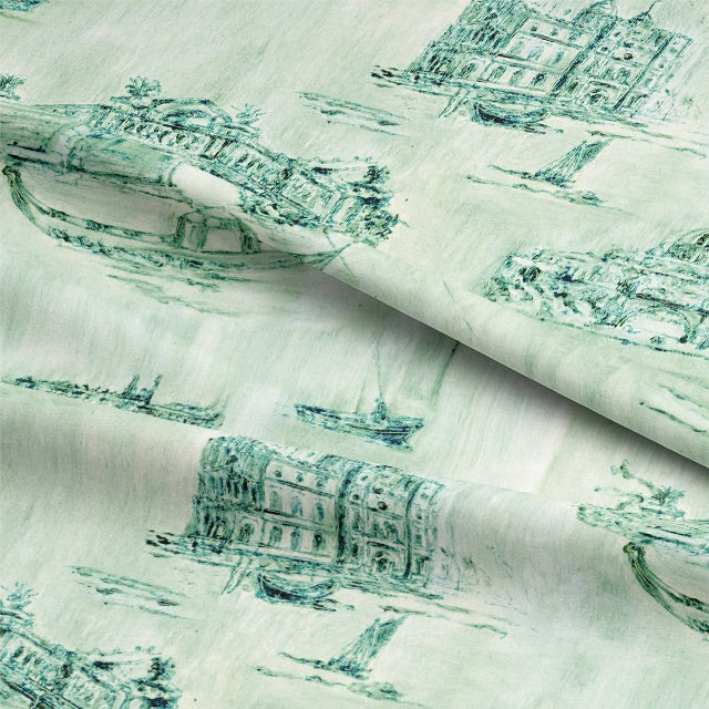 Siene Toile Cotton Curtain Fabric - Green
