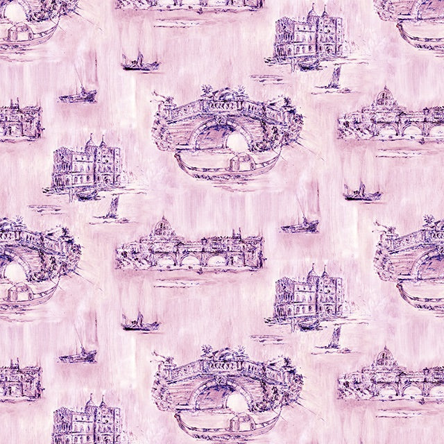 Siene Toile Cotton Curtain Fabric - Mauve
