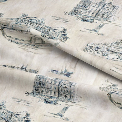 Siene Toile Cotton Curtain Fabric - Parchment