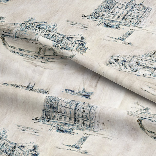 Siene Toile Cotton Curtain Fabric - Parchment