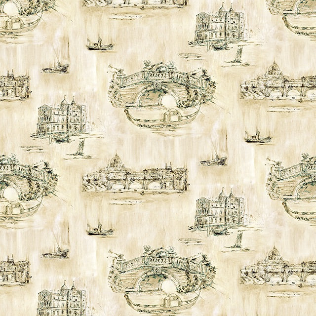 Siene Toile Cotton Curtain Fabric - Sepia