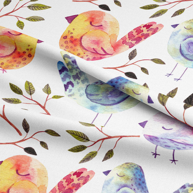 Beautiful high-quality cotton fabric featuring sleeping birds design