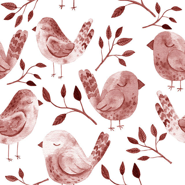 Sleeping Birds Cotton Curtain Fabric - Plum