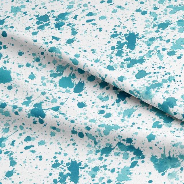 Splash Cotton Curtain Fabric - Azure