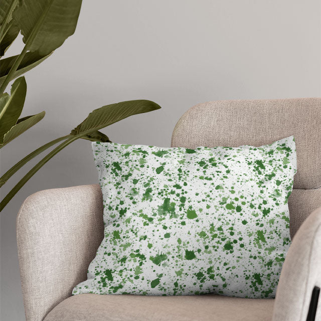  Eco-friendly and durable green cotton curtain fabric with a unique splash design, suitable for both residential and commercial use