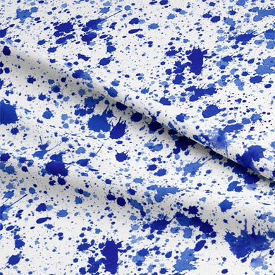 Splash Cotton Curtain Fabric - Royal Blue