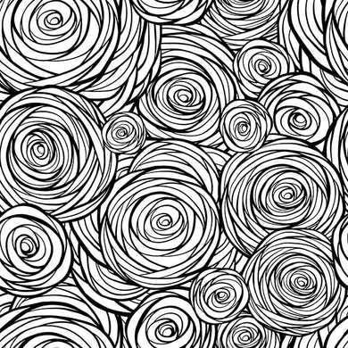 Swirl Cotton Curtain Fabric - Black / White