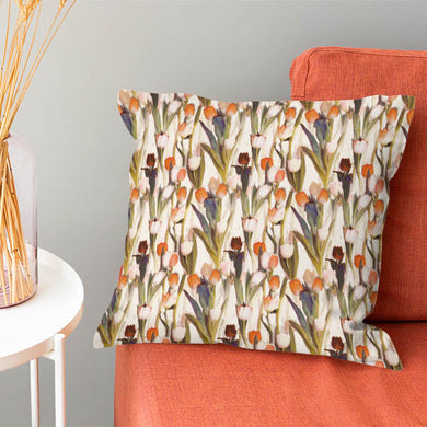 Tulips Linen Curtain Fabric - Orange