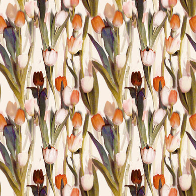 Échantillon de tissu en lin Tulipes - Orange