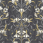 Vanessa Cotton Curtain Fabric - Charcoal in a modern living room setting
