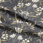 Close up of Vanessa Cotton Curtain Fabric - Charcoal texture and pattern